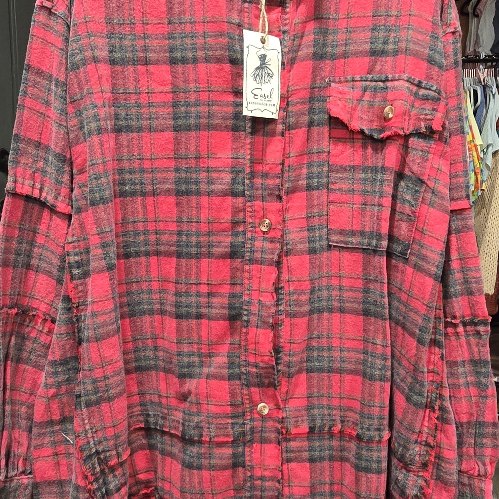 EASEL Red & Black Plaid Button-Up Shirt - NWT